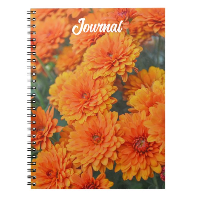 Orange Blume Garden Mum Journal Spirale Notizblock (Vorderseite)