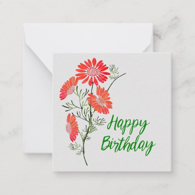 Orange Blume Geburtstag Grußkarte Mitteilungskarte (Vorderseite)