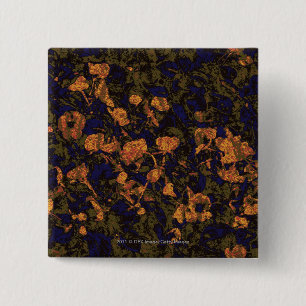 Orange Blume gegen Blatttarnungsmuster Button