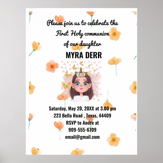 Orange Blume Girl First Heilige Kommune Einladung Poster (Vorne)