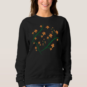 Orange Blume Grüne Branchen Grafikdesign Sweatshirt
