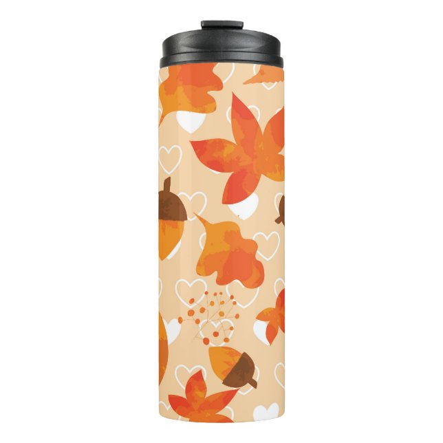 Orange Blume: Handdoodle-Muster. Thermosbecher (Vorderseite)