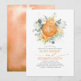 Orange Blume Herbst Probe Abendessen Einladung