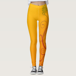 Orange Blume Leggings