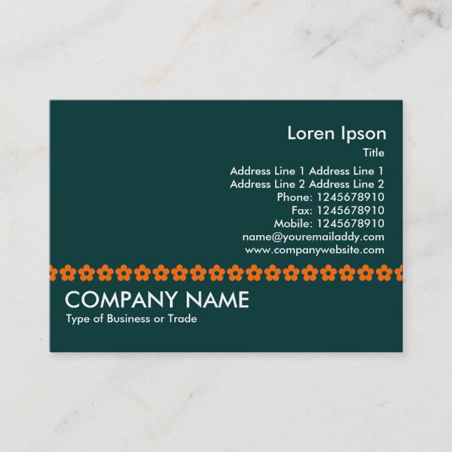 Orange Blume Line - Dunkle Jade Green Visitenkarte (Vorderseite)