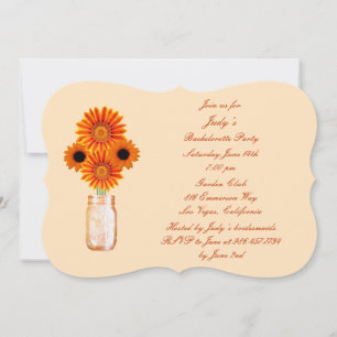 Orange Blume Mason Jar Junggeselinnen-Abschied Ein Einladung