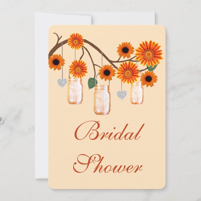Orange Blume Mason Jars Bridal Dusche Einladung (Vorderseite)