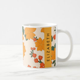 Orange Blume, Muster von Blume, Ihr Name Kaffeetasse