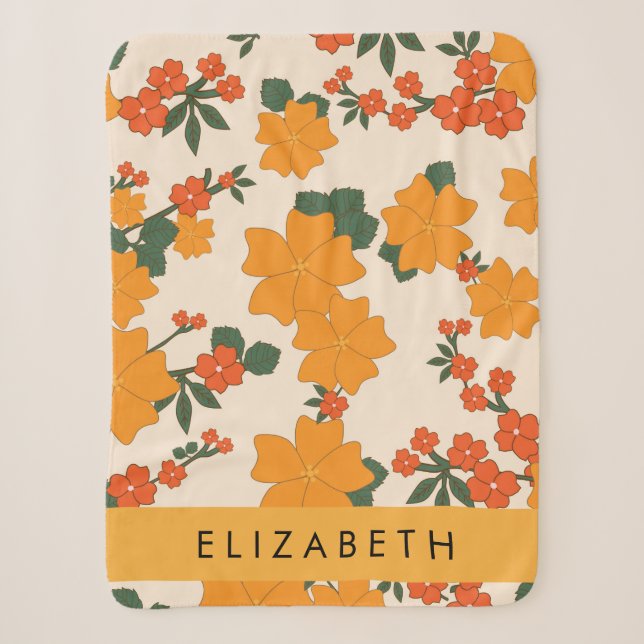 Orange Blume, Muster von Blume, Ihr Name Sherpadecke (Vorderseite)