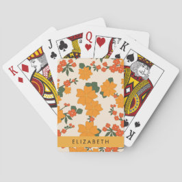 Orange Blume, Muster von Blume, Ihr Name Spielkarten