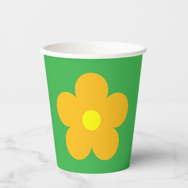 Orange Blume Pappbecher (Vorderseite)