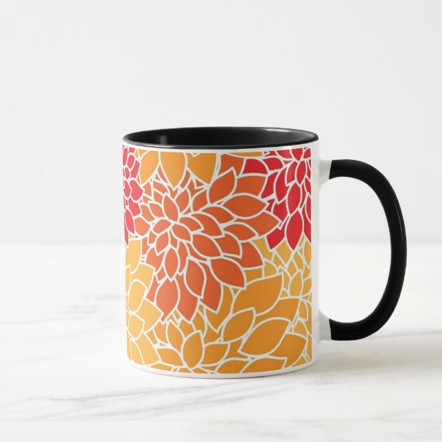 Orange Blume Pattern Tasse (Rechts)