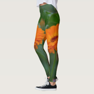 Orange Blume Power Leggings