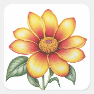 Orange Blume Quadratischer Aufkleber