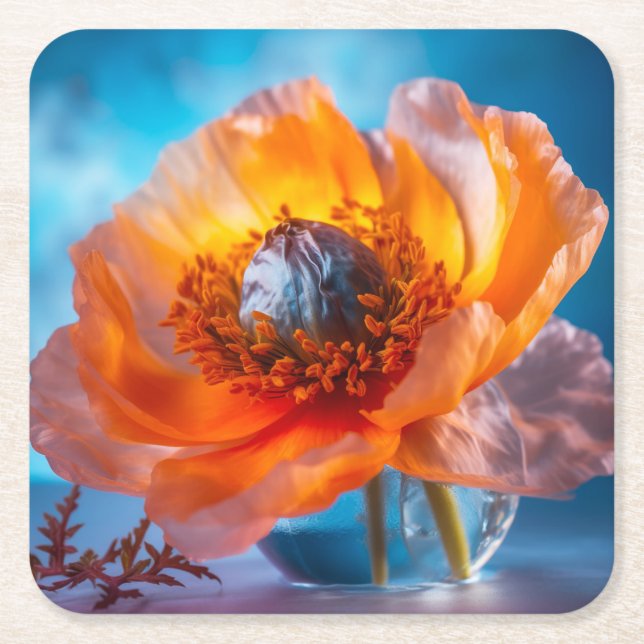 Orange Blume Rechteckiger Pappuntersetzer (Vorderseite)