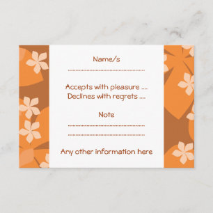 Orange Blume. Retro Blumenmuster. RSVP Karte