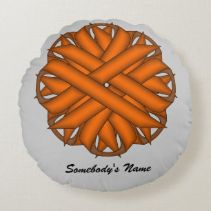 Orange Blume Ribbon von Kenneth Yoncich Rundes Kissen
