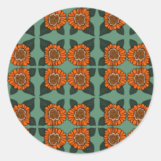 Orange Blume Runder Aufkleber