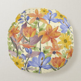 ORANGE-BLUME RUNDES KISSEN