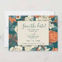 Orange Blume Save the Date Karte