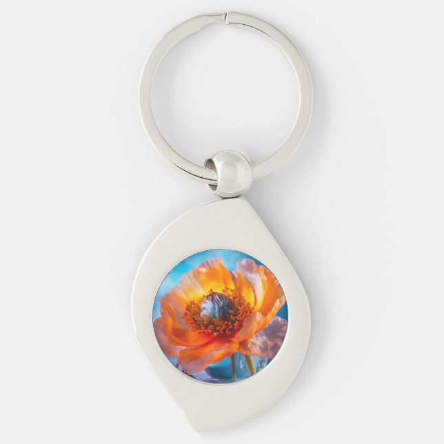 Orange Blume Schlüsselanhänger (Vorderseite)
