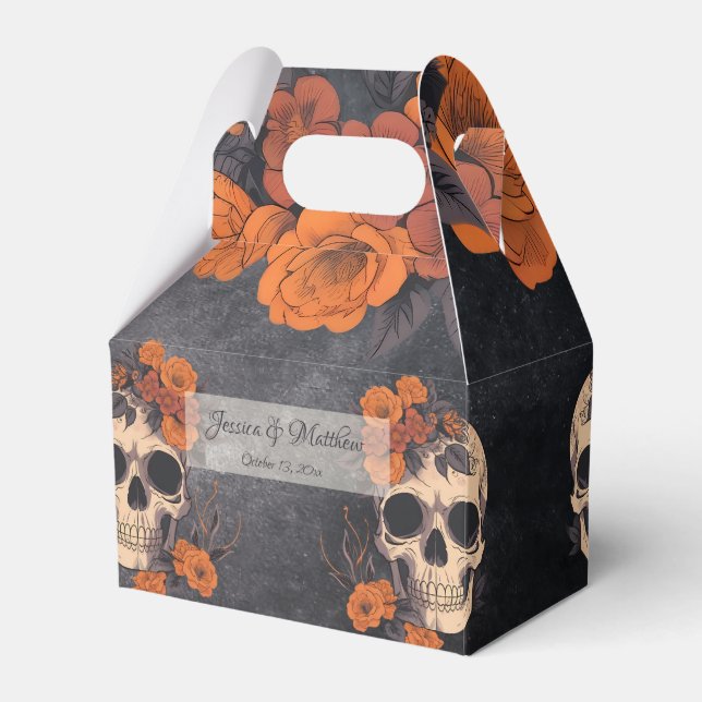 Orange Blume simpel Elegant Geschenkschachtel (Vorderseite)