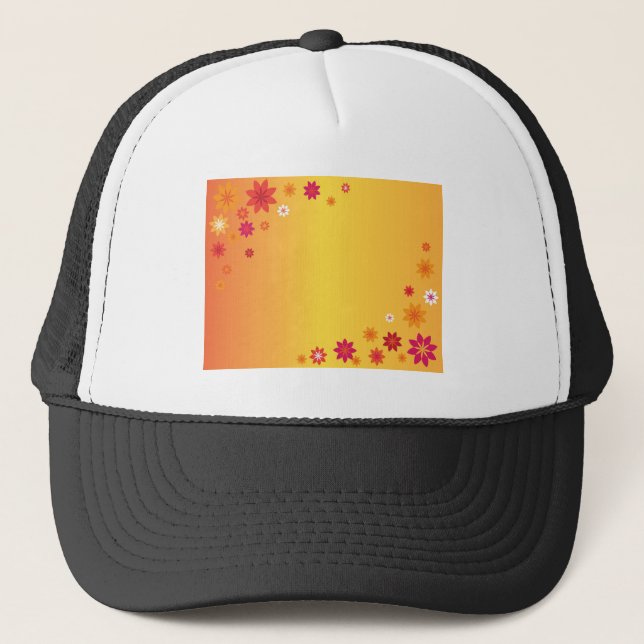 Orange Blume Truckerkappe (Vorderseite)