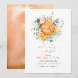 Orange Blume Wreath Boho Fall Abschluss Einladung