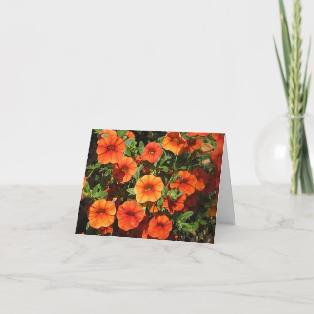 Orange Blumen-Anmerkungs-Karte Karte (Vorderseite)