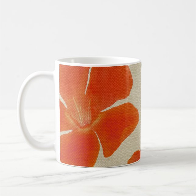 Orange Blumen-Druck-Tasse Kaffeetasse (Links)