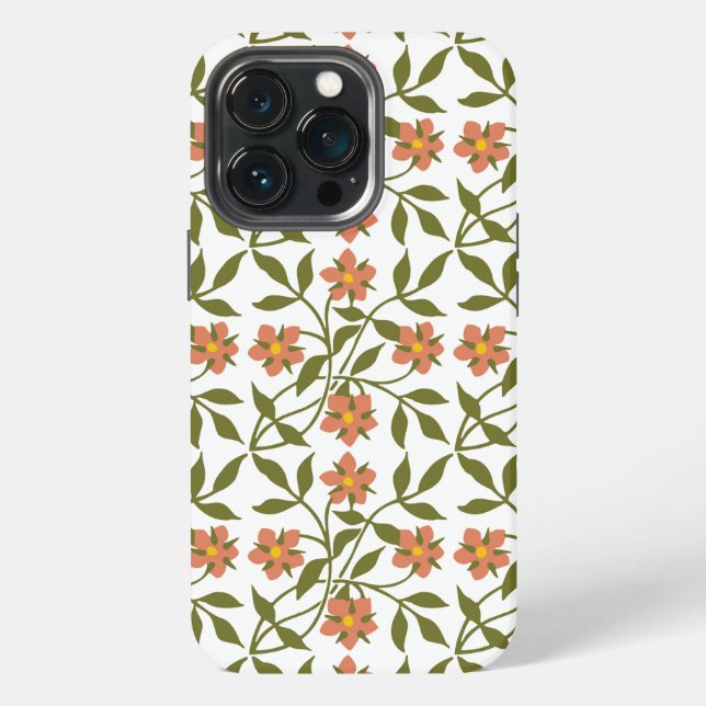 ORANGE BLUMEN  iPhone 13 PRO HÜLLE (Hinten)