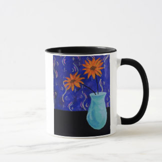 Orange Blumen Tasse