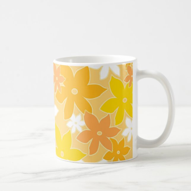 Orange Blumen - Tasse (Rechts)