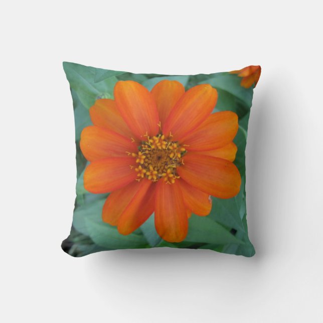 Orange Blumenkissen Kissen (Vorderseite)