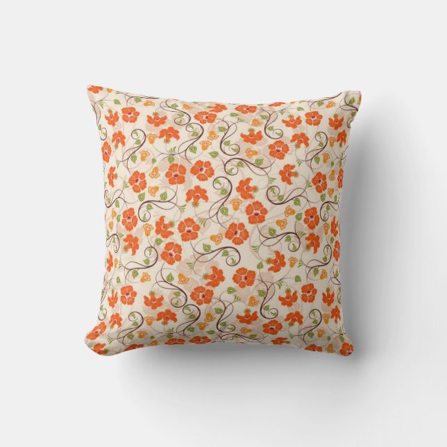 Orange BlumenWurfskissen Kissen (Vorderseite)