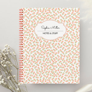 Orange Blumige Kokette Individuelle Personalisiert Notizbuch