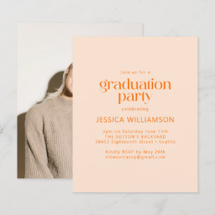 Orange Blush Foto Graduierungsparty Einladung