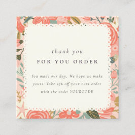 Orange Blush Peach Ambrosia Floral Vielen Dank, Be Quadratische Visitenkarte