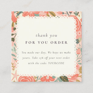 Orange Blush Peach Ambrosia Floral Vielen Dank, Be Quadratische Visitenkarte