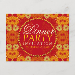 Orange Blüten Dinnerparty-Einladung Postkarte