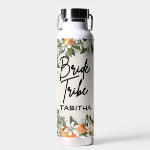 Orange & Blüten Elegante Blumen Trinkflasche