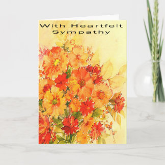 Orange Blüten Herzklopfen Beileid Karte