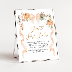 Orange Bogen Kürbis Baby Shower Don't Say Baby Sch Poster