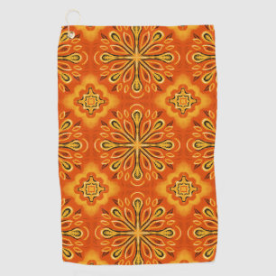 Orange Boho Abstrakte Blume Muster dekorativ Golfhandtuch