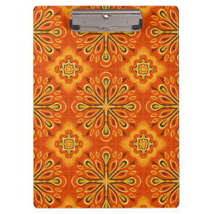 Orange Boho Abstrakte Blume Muster dekorativ Klemmbrett
