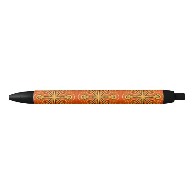 Orange Boho Abstrakte Blume Muster dekorativ Kugelschreiber (Vorderseite)