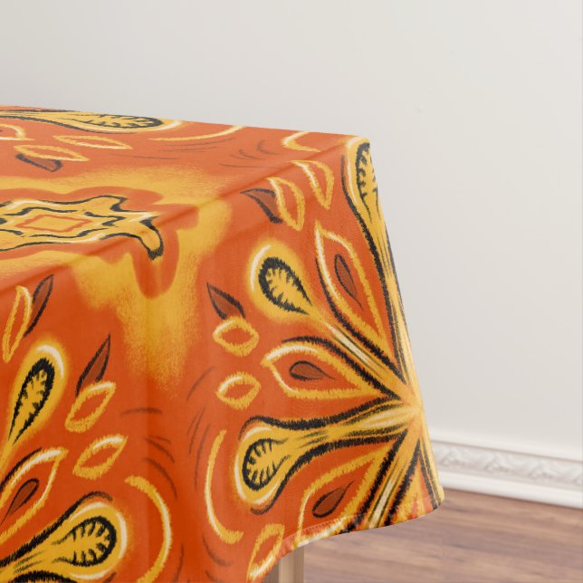 Orange Boho Abstrakte Blume Muster dekorativ Tischdecke (Beispiel)