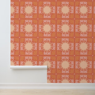Orange Boho Design - Bohemische Kunst in warmer un Tapete