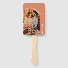 Orange Boho Disco Foto Wedding Programm Fächer