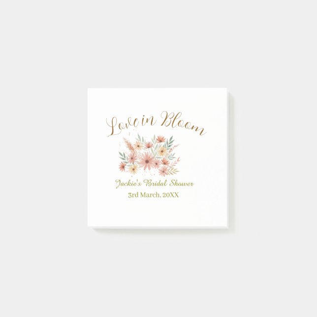 Orange Boho Liebe in Blüte Brautparty Name Retro Post-it Klebezettel (Vorderseite)